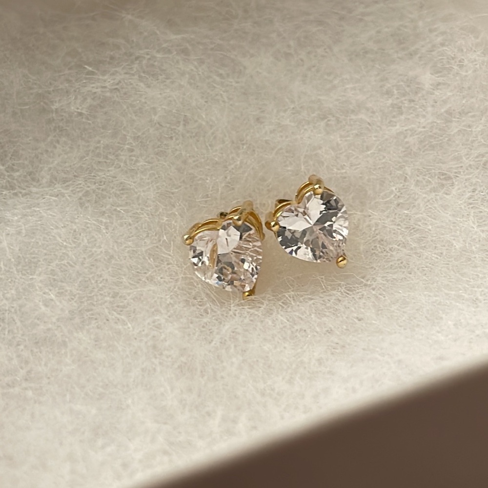 Heart Earring 14K Gold Color Plated Zircon Stud